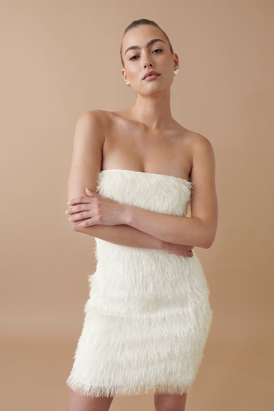 Fluffy mini tube dress