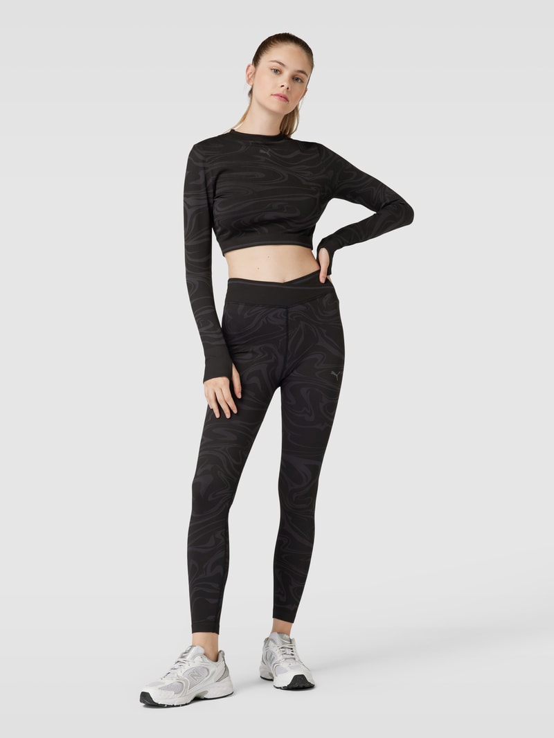 Crop Top mit Label-Detail in schwarz