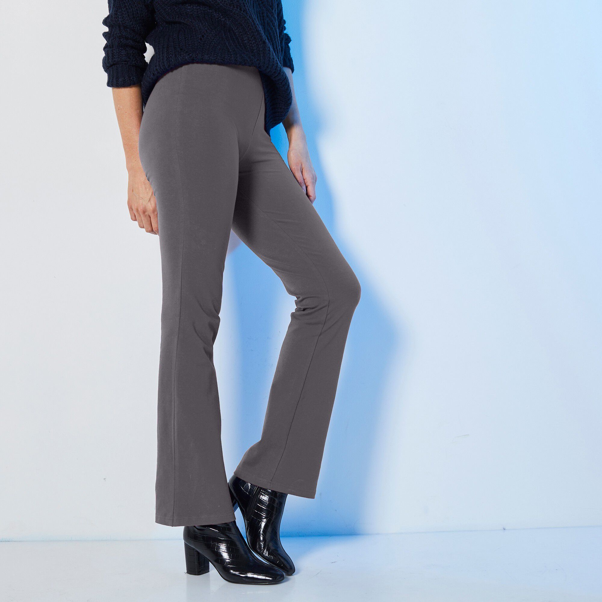 Legging bootcut uni, taille élastiquée