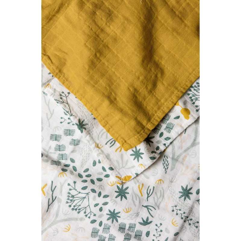 Set de 2 langes emmaillotage en Coton Bio à motifs Yukari