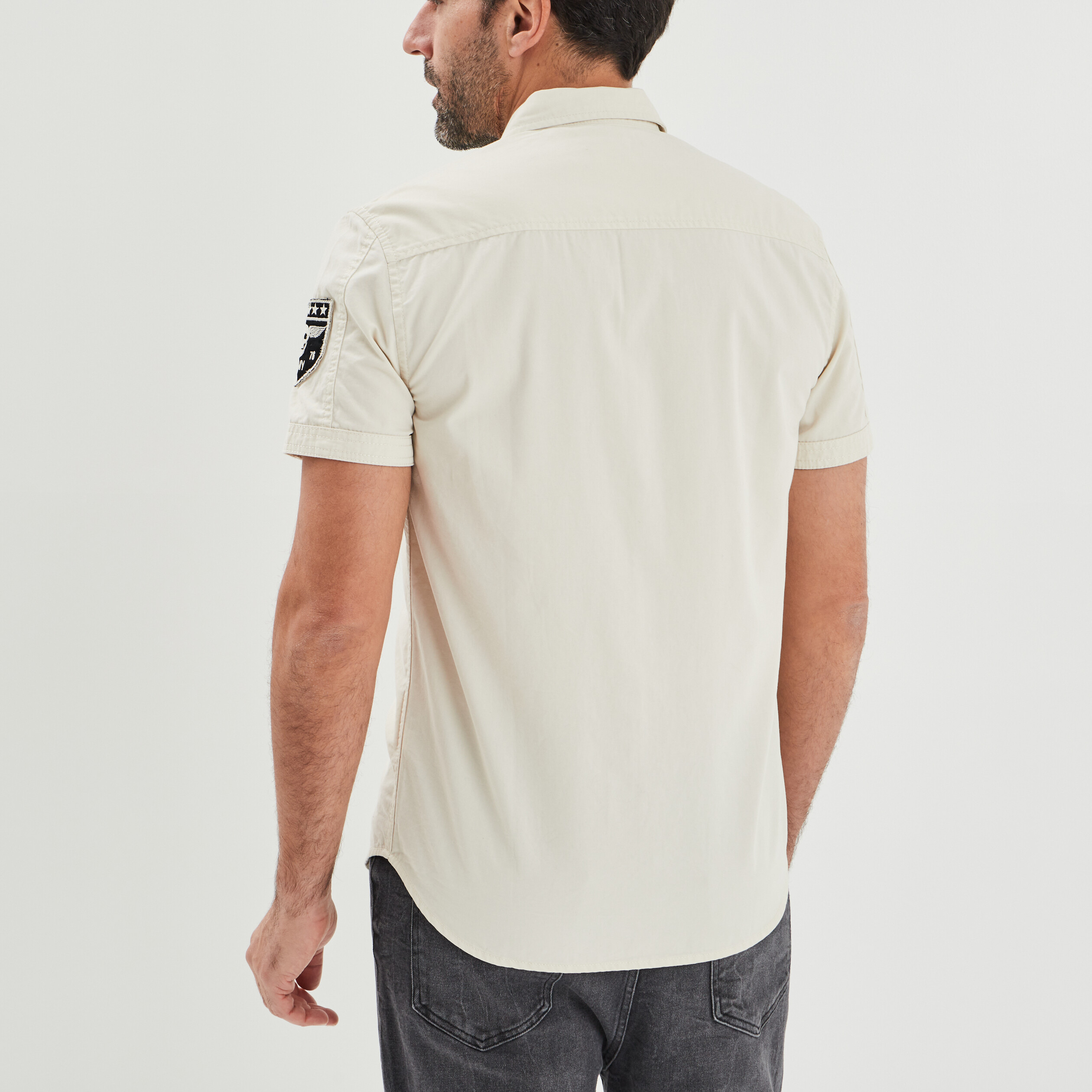 Chemise manches courtes Liberto ecru homme | La Halle