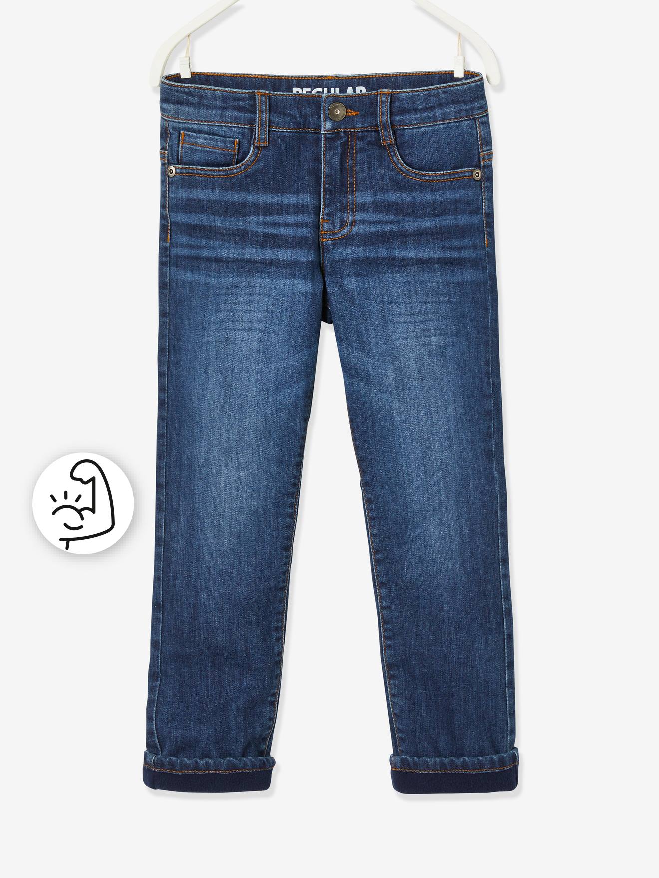 Jean droit indestructible doublé polaire garçon denim brut