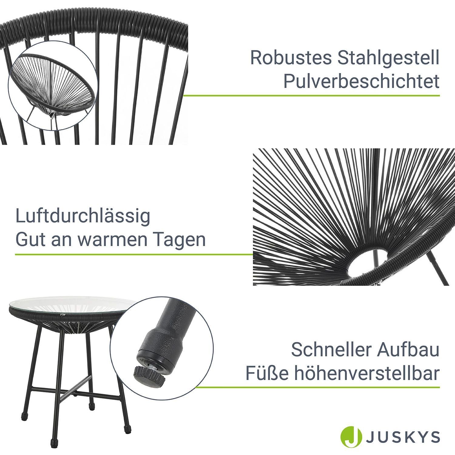 Juskys Balkonset Ostana, (3-tlg), 2 Sessel plus Tisch, witterungsbeständig, stabil
