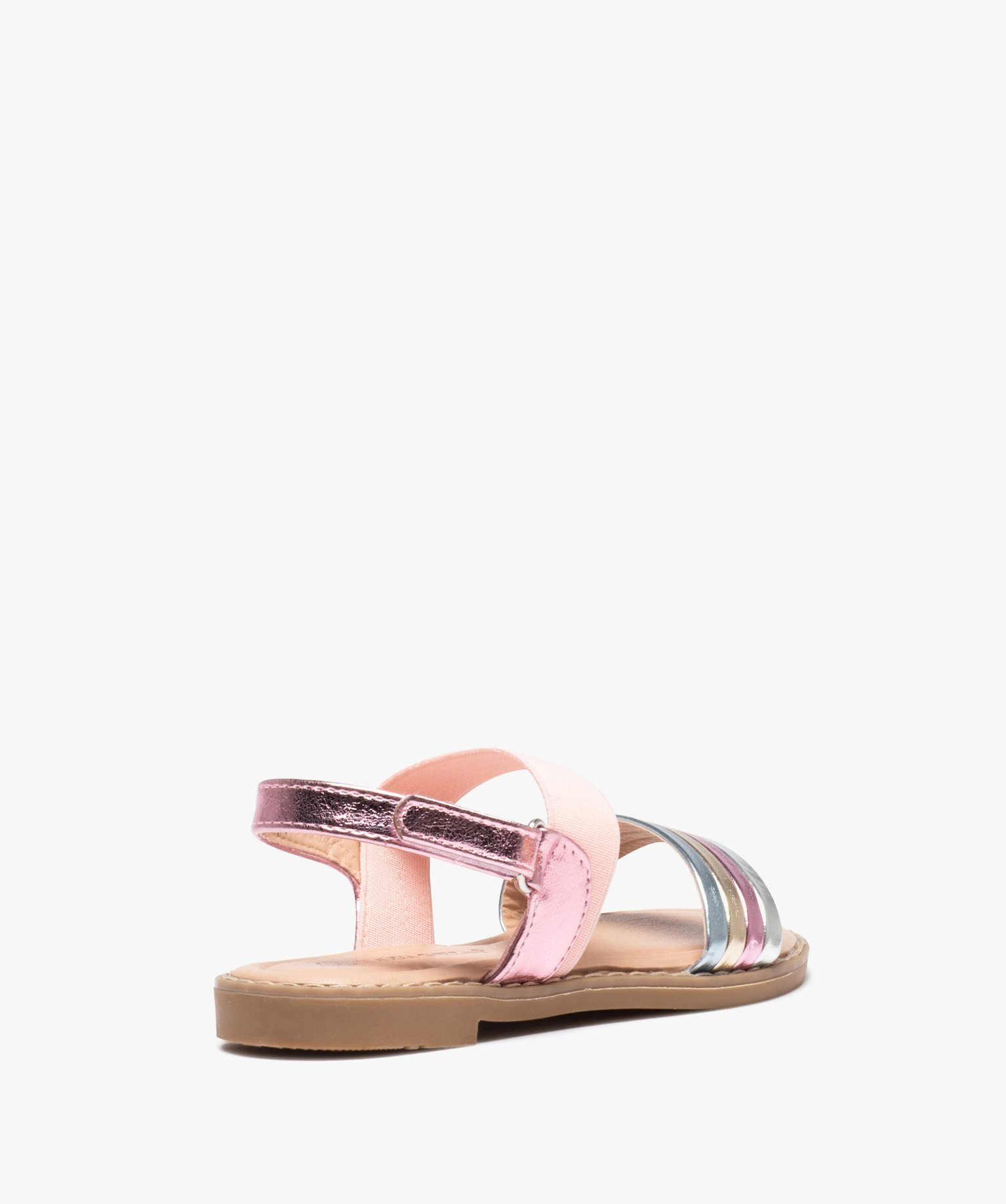 Sandales fille multicolore effet métallisé avec bande éla... rose | GEMO