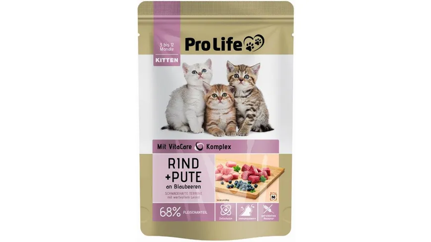 Pro Life Katze Katzennassfutter - Terrine mit Rind und Pute an Blaubeeren 85 g