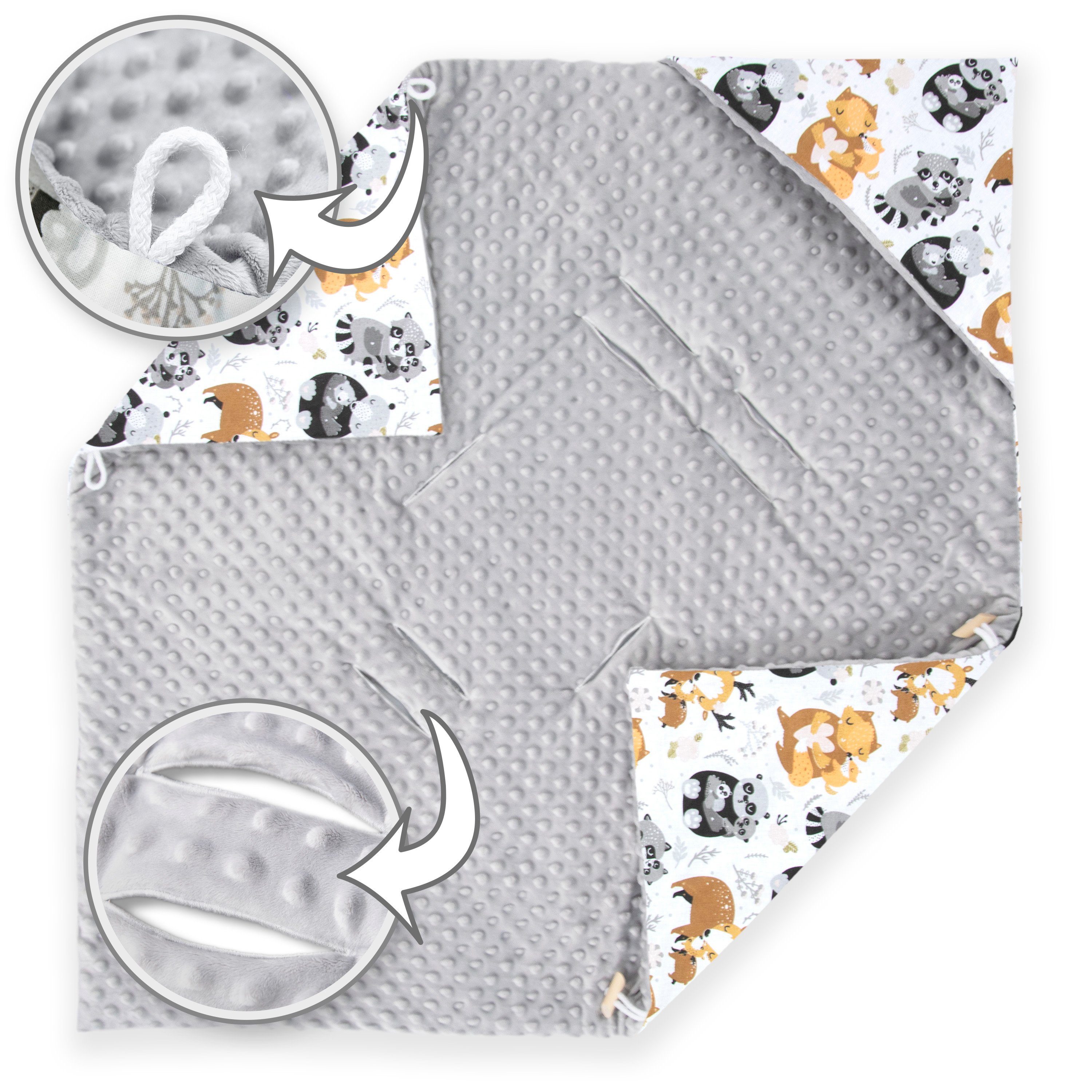 Einschlagdecke (Made in EU) Baby Babydecke, Fußsack, Kuscheldecke mit Kapuze, universal für Babyschale; Autositz; Buggy; Kinderwagen, ca. 90x90 cm, Amilian