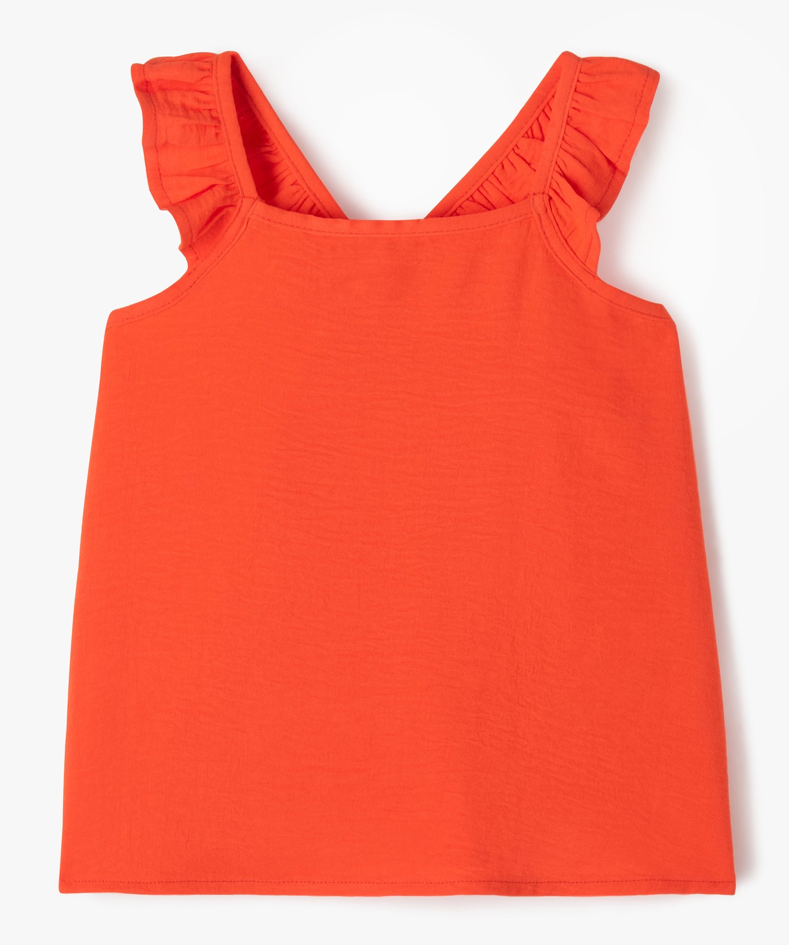 Blouse à bretelles volantées avec dos fantaisie fille orange | GEMO