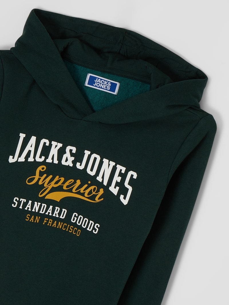 Hoodie mit Logo-Print in dunkelgrün