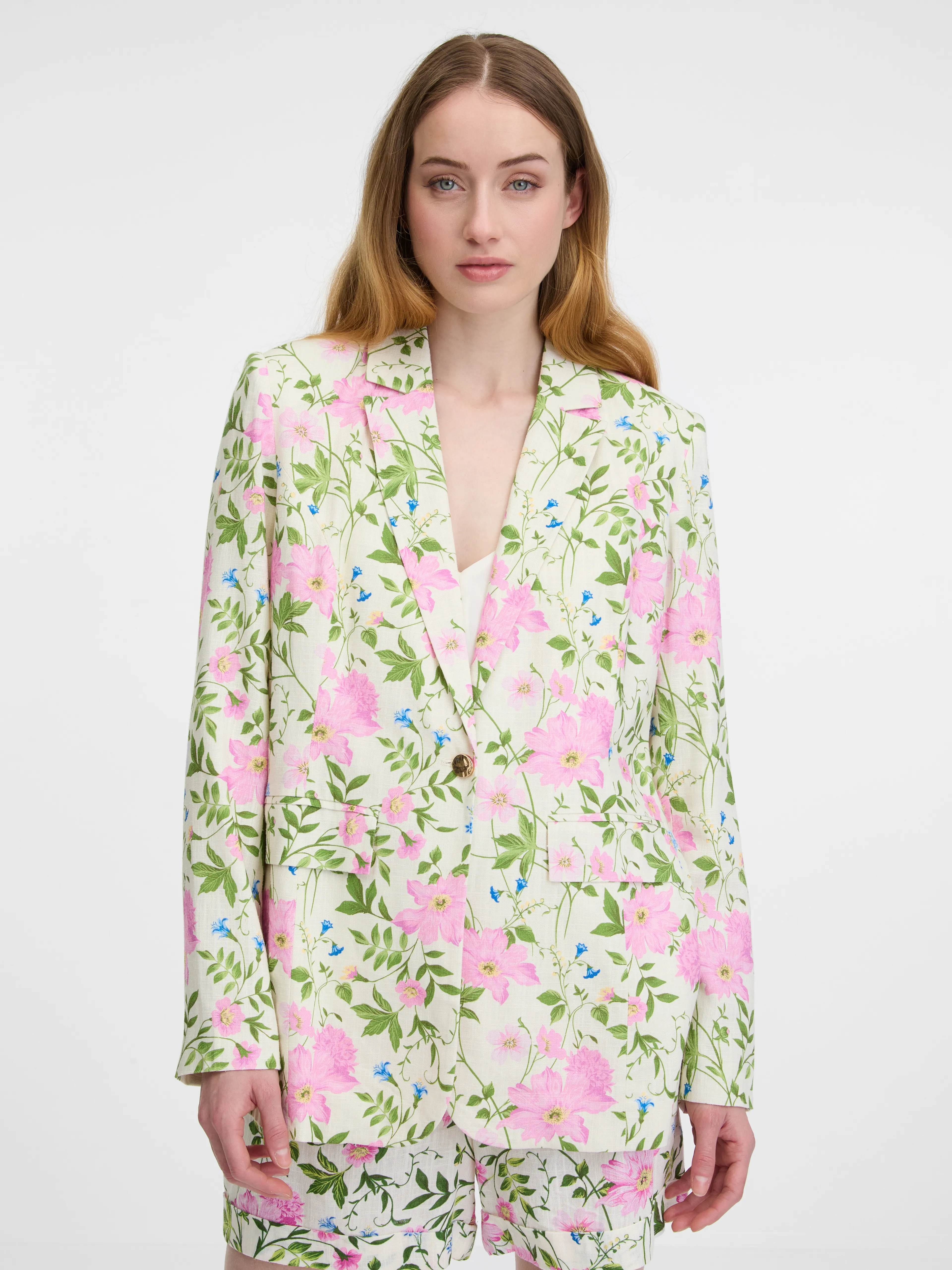 Cremefarbener Damenblumenjacke ORSAY