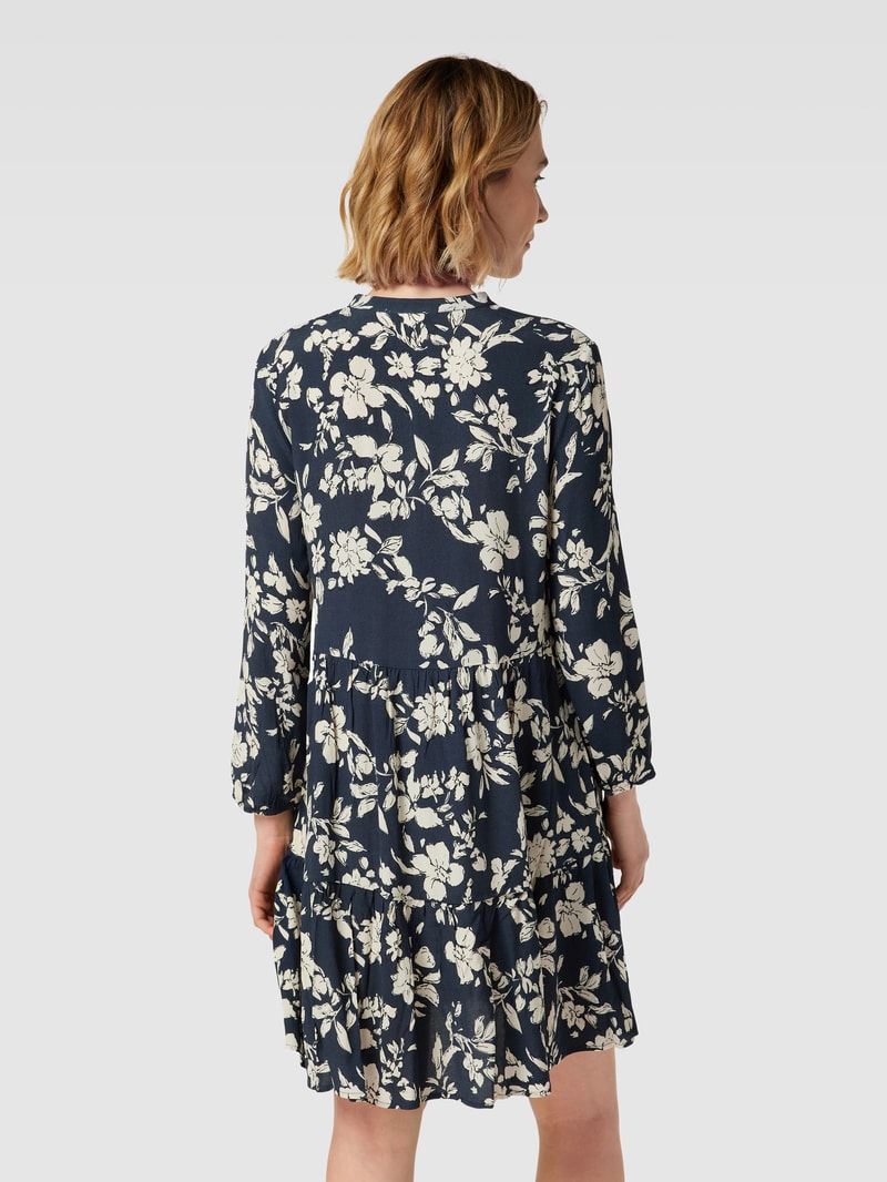 Knielanges Kleid aus Viskose mit floralem Muster in schwarz