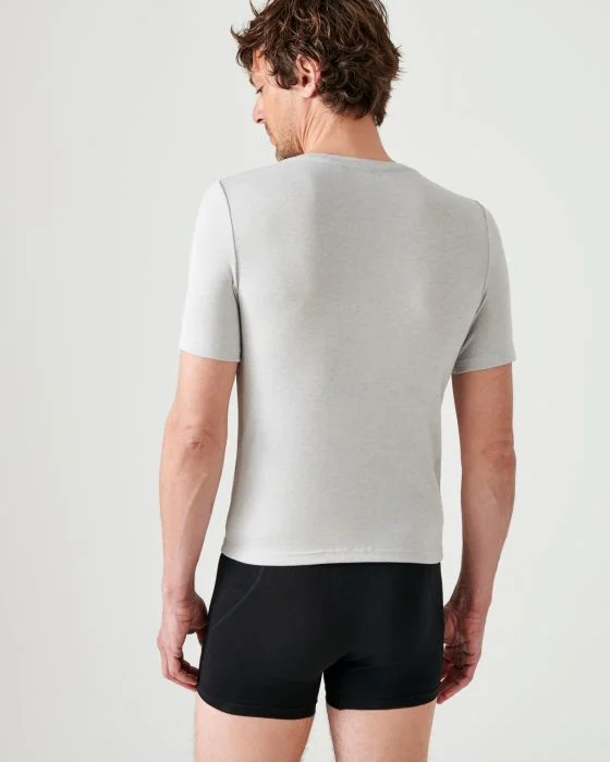 T-shirt col rond fine côte, manches courtes Thermolactyl