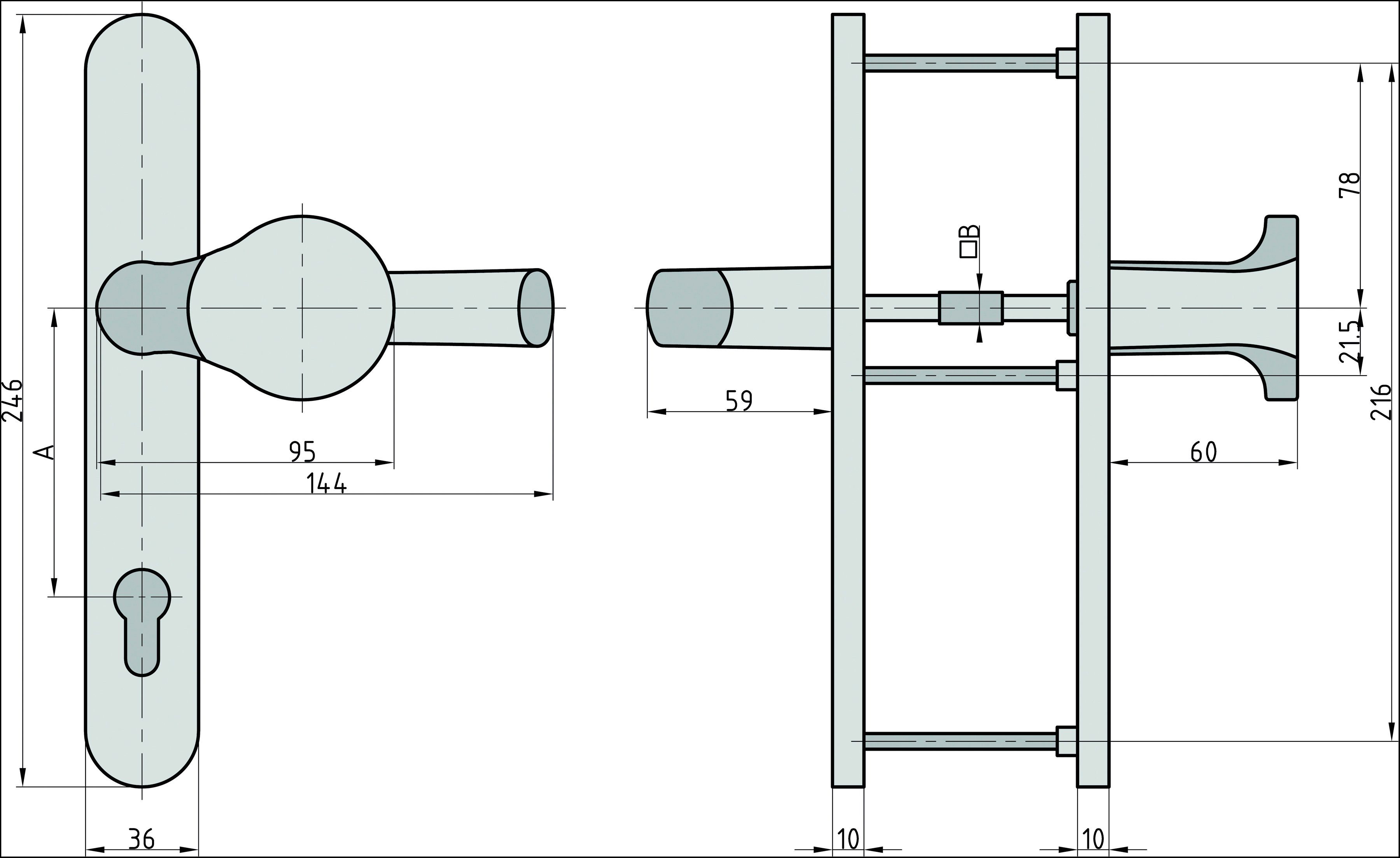 BASI Türbeschlag Schmalrahmen-Wechsel-Garnitur - SRW 4100 PZ