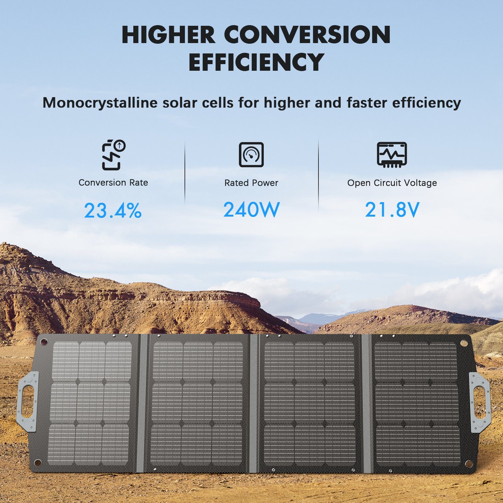 Daskoo Solaranlage Tragbar Solarpanels Faltbar Solarmodul Monokristallin, 240,00 W, mit Laderegler PV Modul Solaranlage für Gärten, Balkone, Dächer