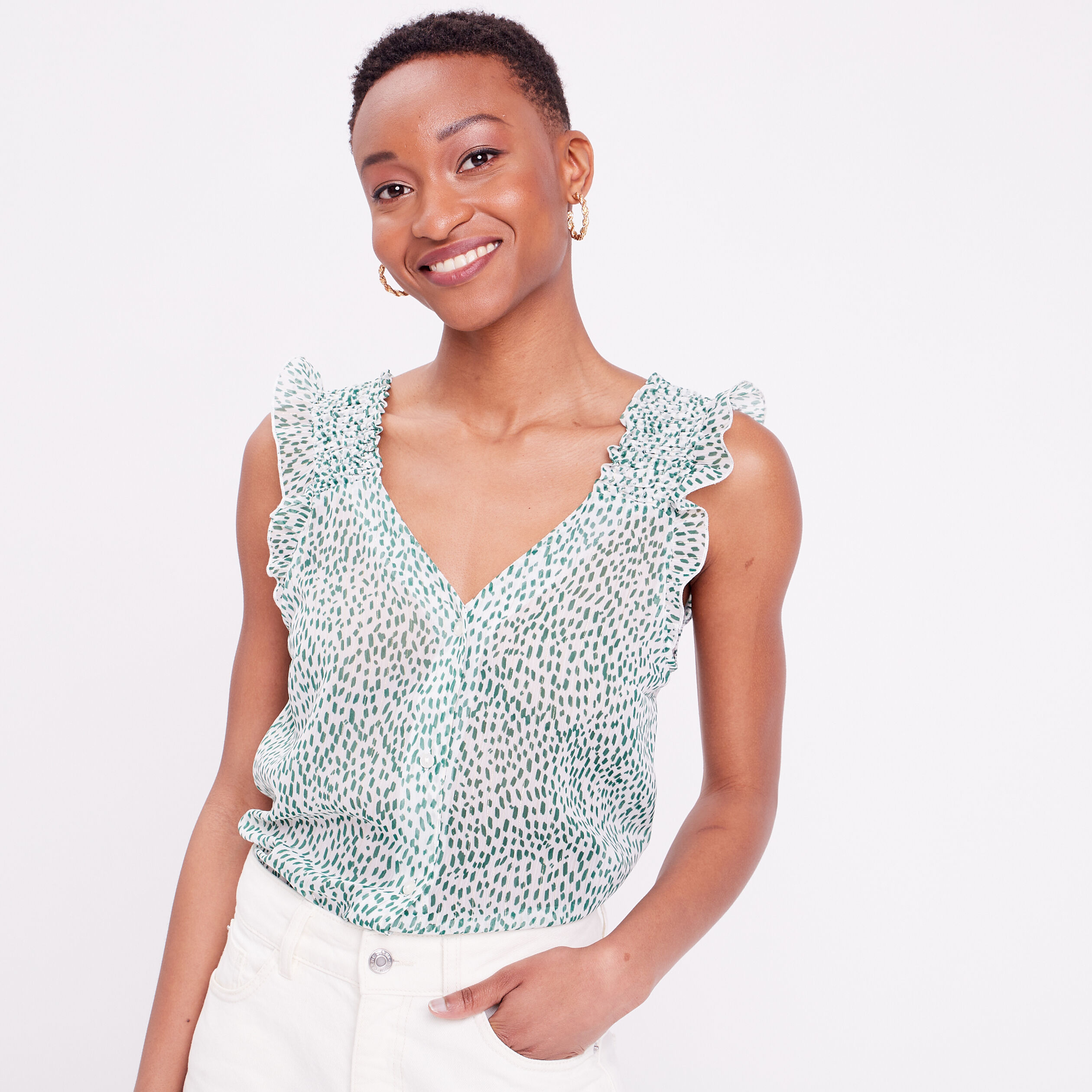 Blouse sans manches blanc femme | Cache Cache