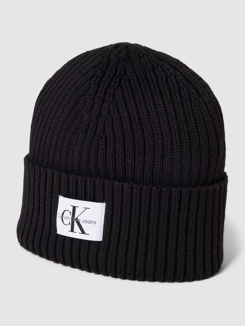 Beanie mit Label-Patch Modell 'MONOGRAM' in black
