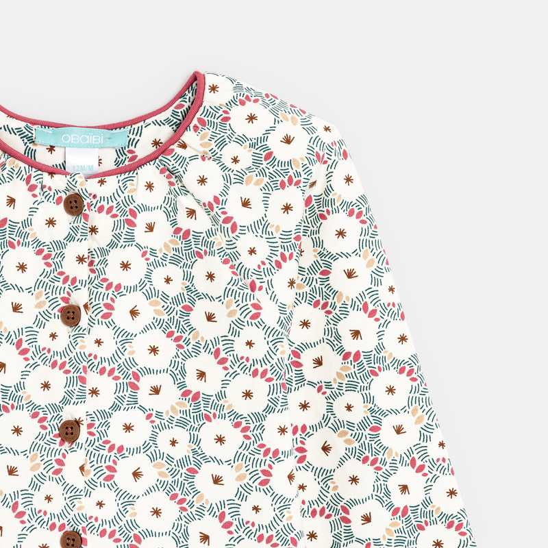Gilet en molleton fleuri vert bébé fille