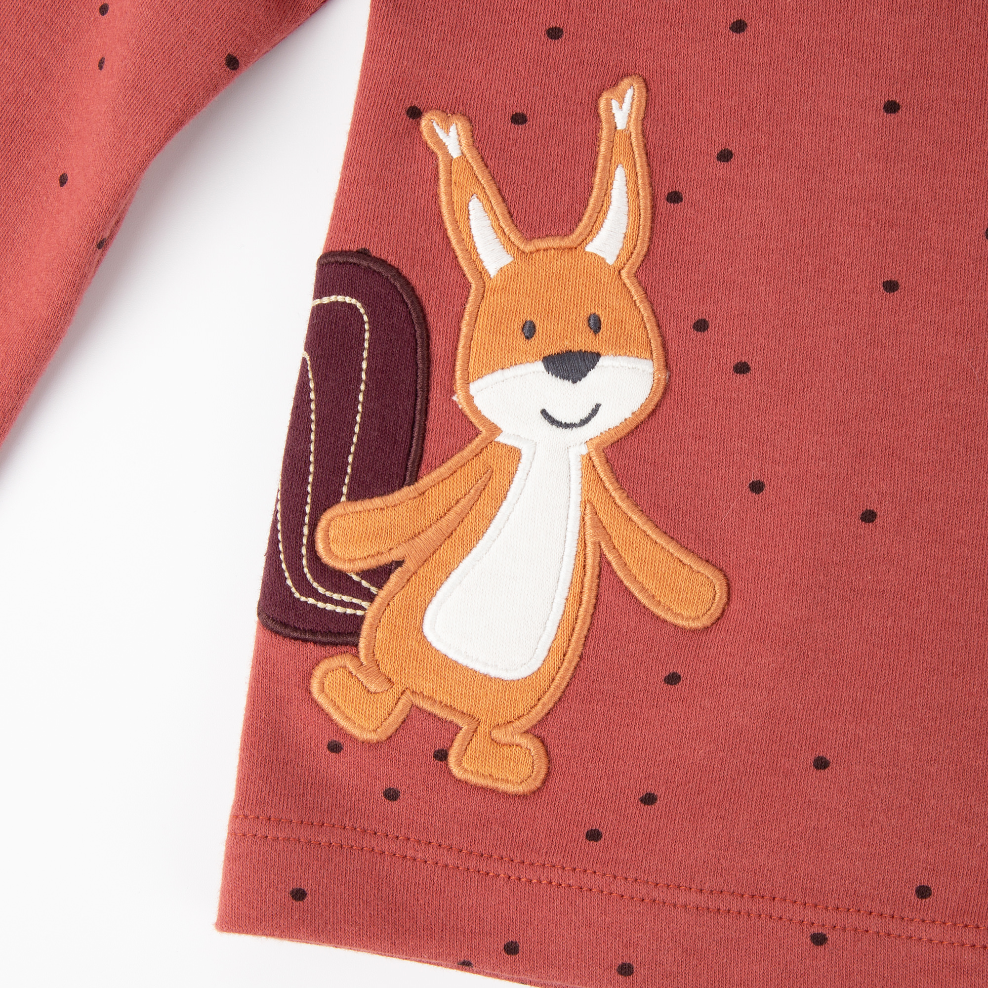 Kinder Langarmshirt mit Eichhörnchen Motiv, rotbraun mit