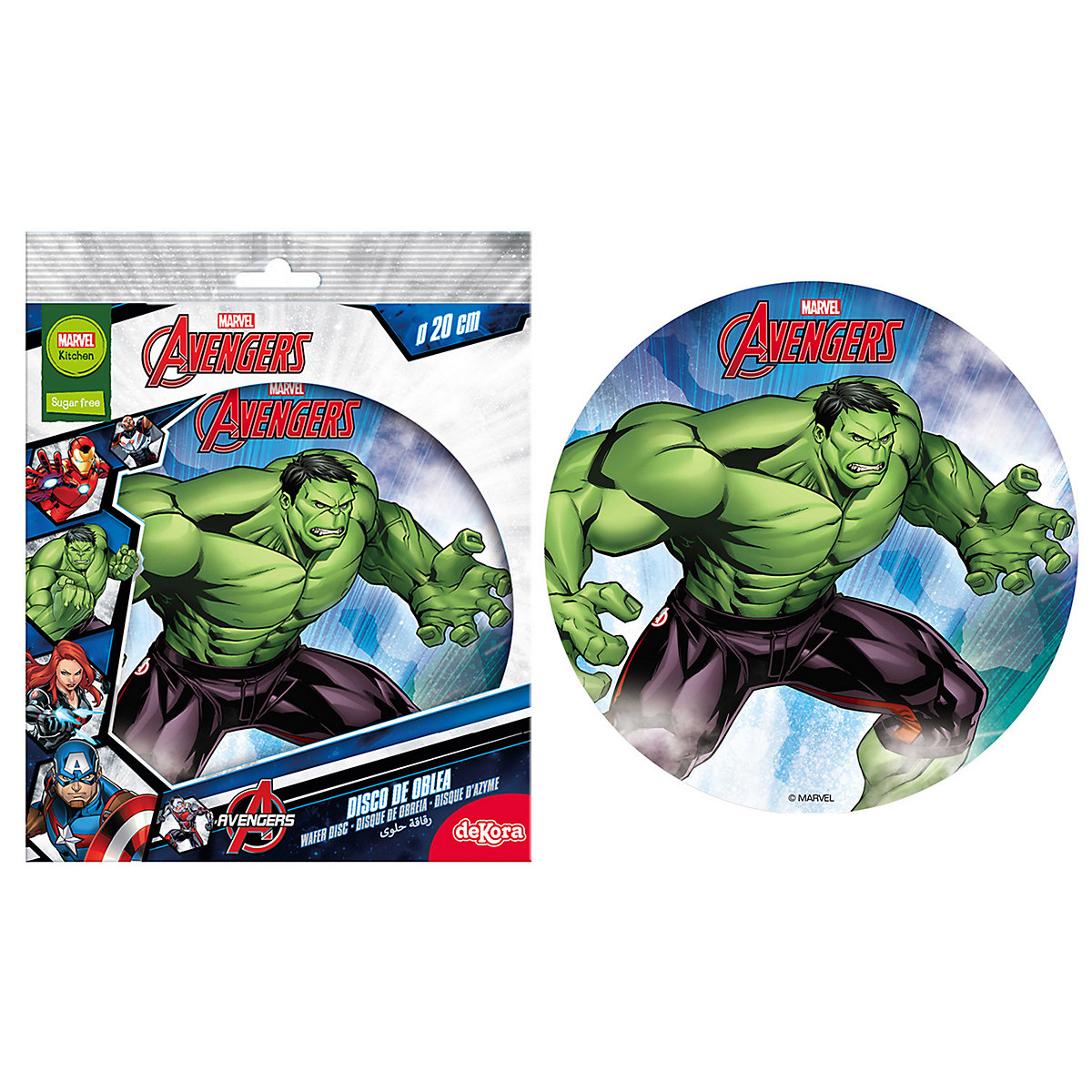 Essbare Tortenaufleger Avengers Hulk Captain America 20cm