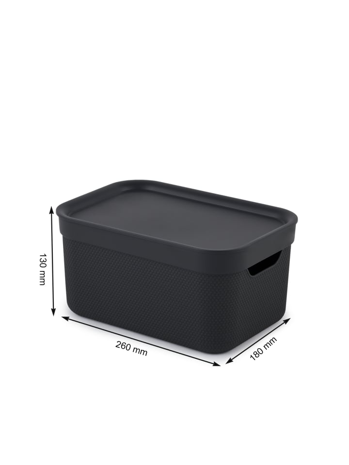 Rotho Jive Dekobox 3er-Set Aufbewahrungskorb 5l in Holzkohle schwarz gedeckt günstig kaufen onesize