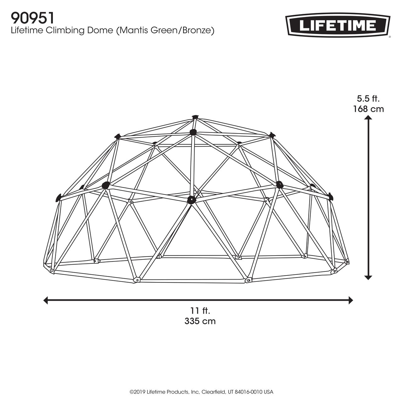 Lifetime Geodome Klettergerüst grün/bronze 335x335x168 cm