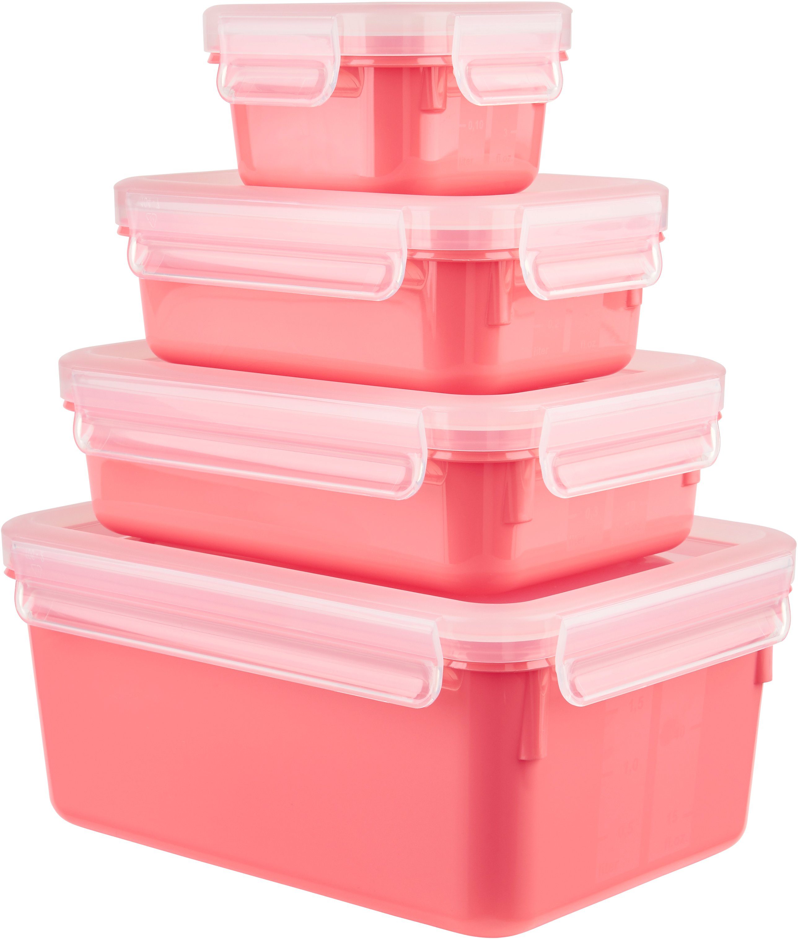 Emsa Frischhaltedose Clip & Close Color Edition, Kunststoff, (Set, 4-tlg), 0,2/0,55/0,8/2,2L, Kunststoff, auslaufsicher, hygienisch, innovativ