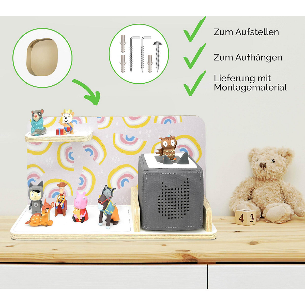 Regal für Musikbox Rainbow, klein - geeignet für Toniebox