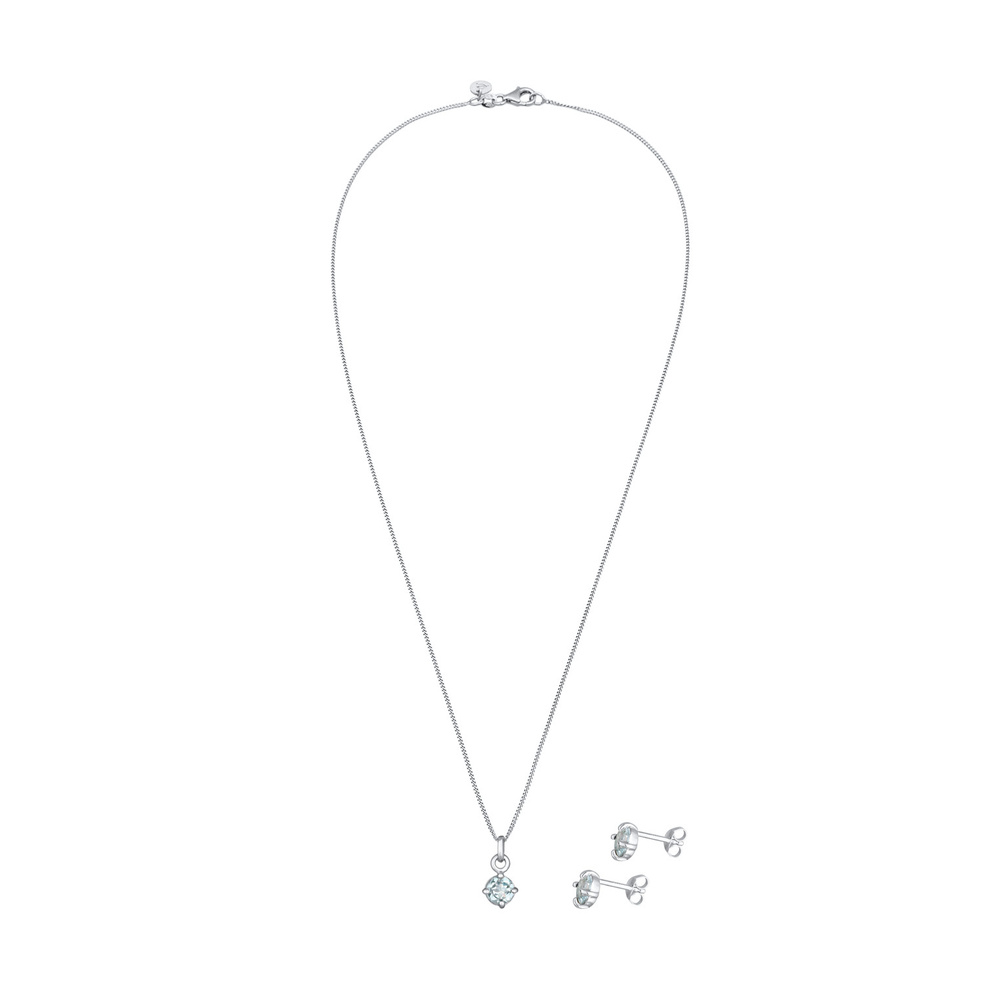 Elli PREMIUM Elli PREMIUM Ensemble de Bijoux Femmes Solitaire pendentif set clous d'oreilles a Bijoux