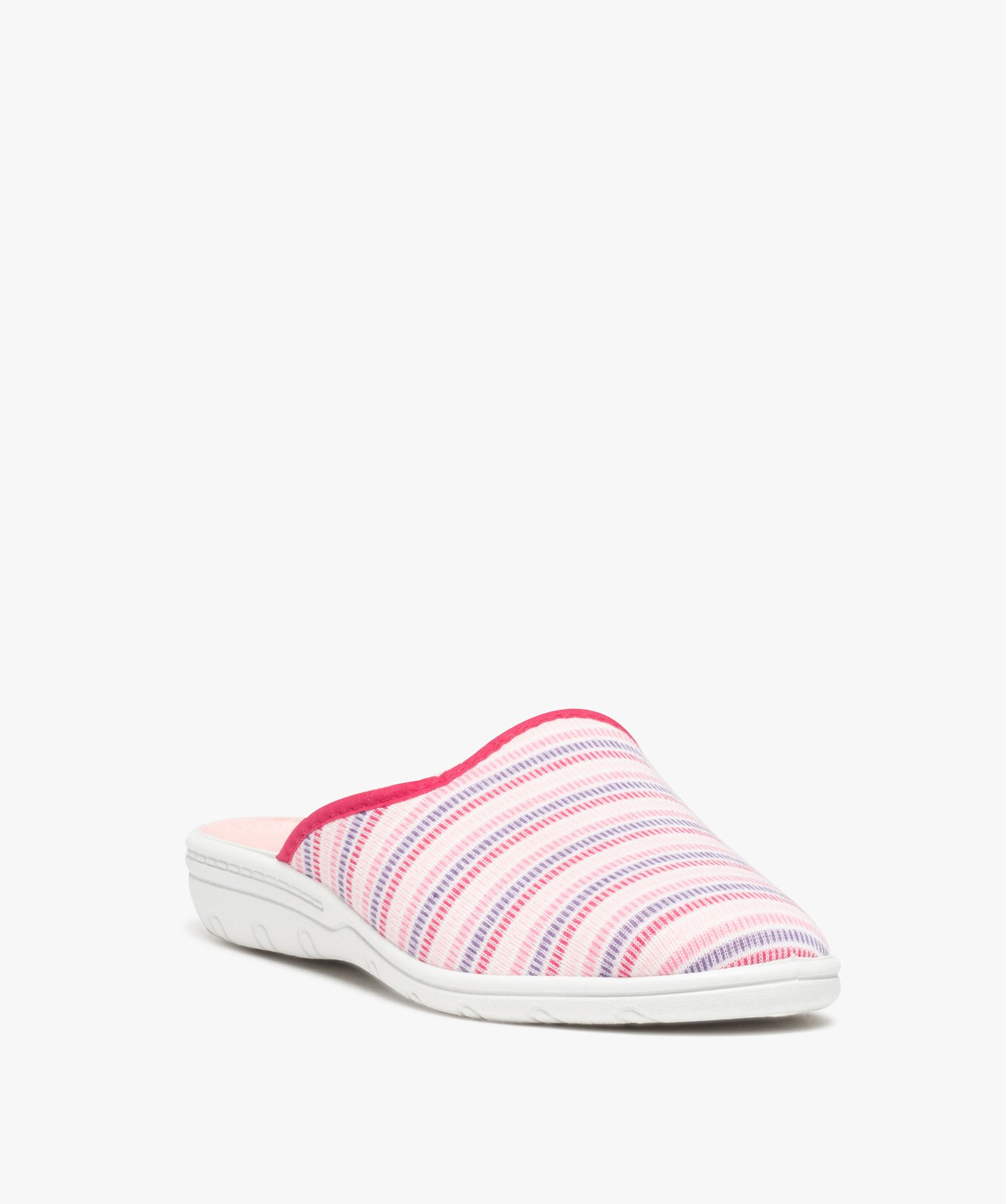 Chaussons femme mules en jersey rayé divers | GEMO