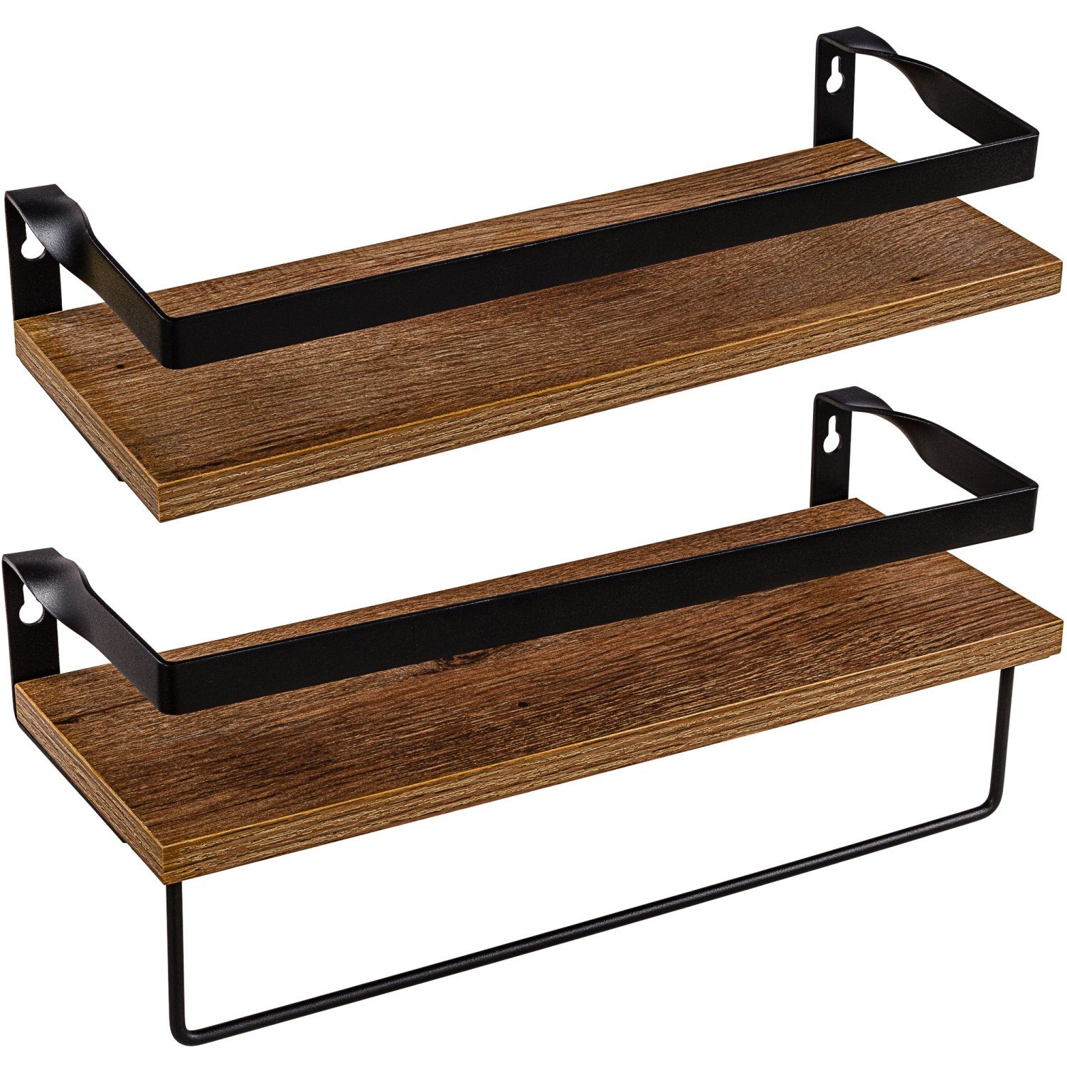 STILISTA Wandregal Küchenregal Wandboard Schweberegal Badregal, Set, Hängeregal, Volato Duo, 2er Set, mit Handtuchalter, Farbwahl
