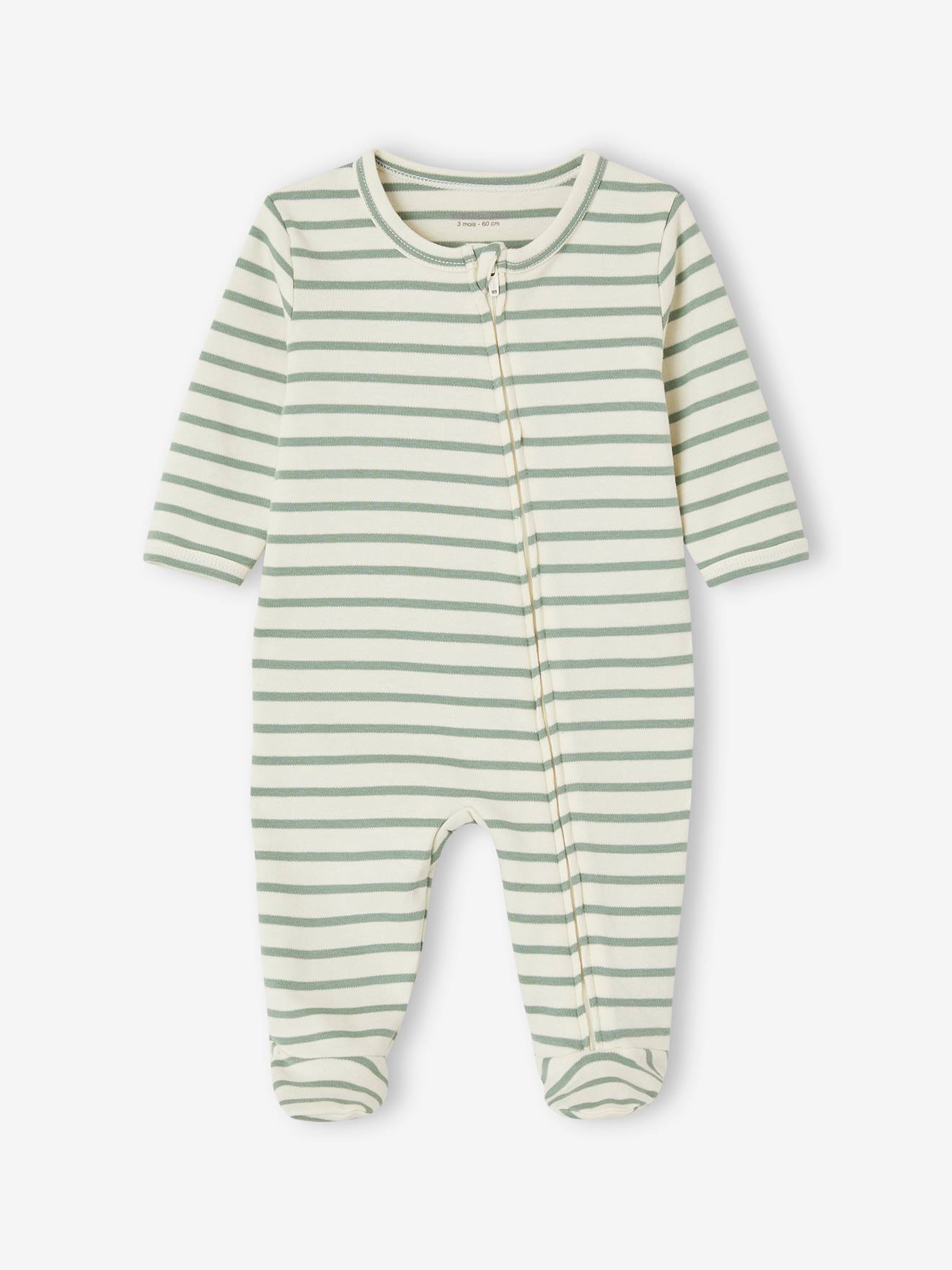 Vertbaudet 2er-Pack Baby Jersey-Strampler - salbeigrün