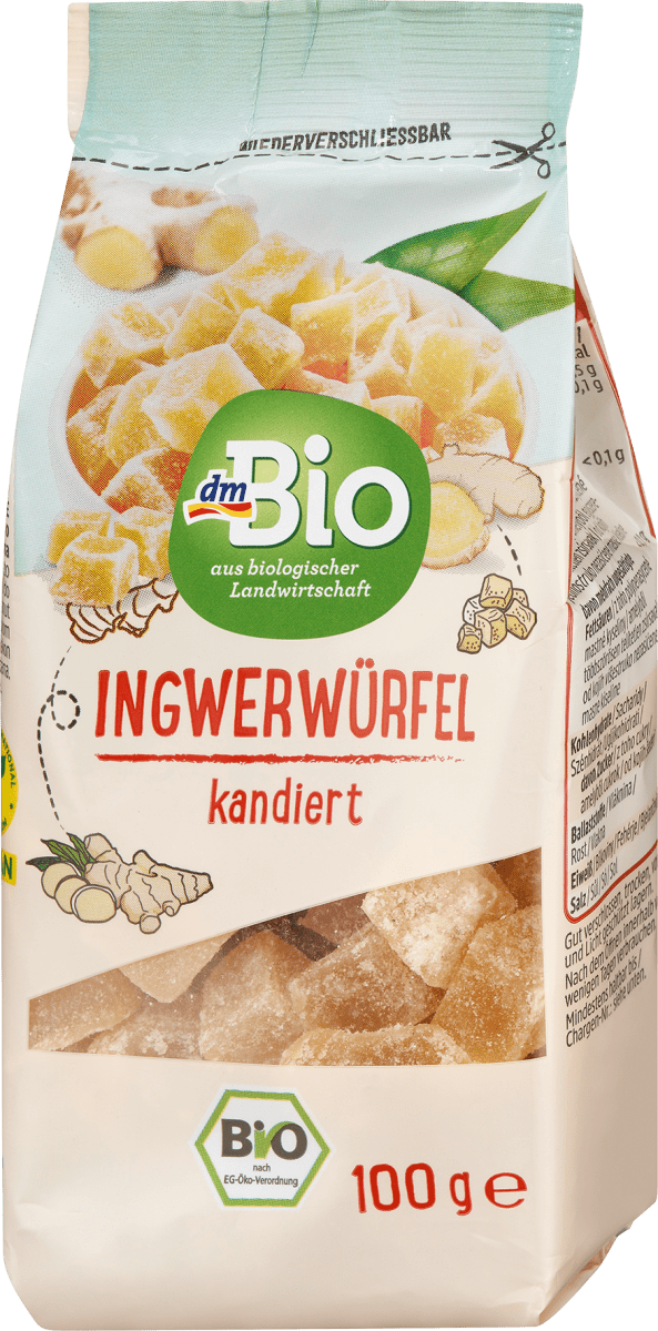 Trockenobst Ingwer-Würfel kandiert, 100 g