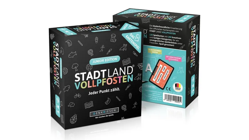 Denkriesen - STADT LAND VOLLPFOSTEN – Das Kartenspiel – Junior Edition
