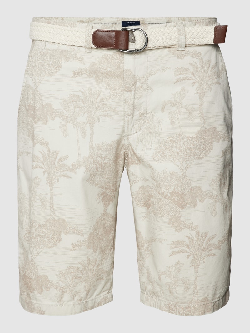 Shorts mit floralem Muster in offwhite meliert