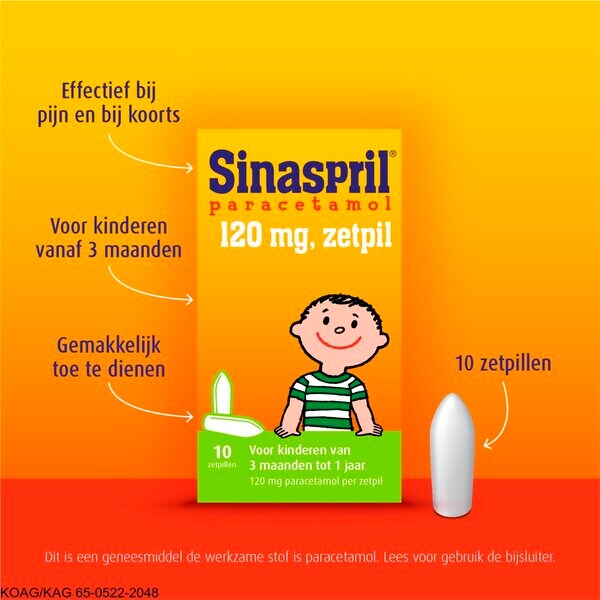 Sinaspril Paracetamol 120mg Suppositories Medicine - 10 pieces