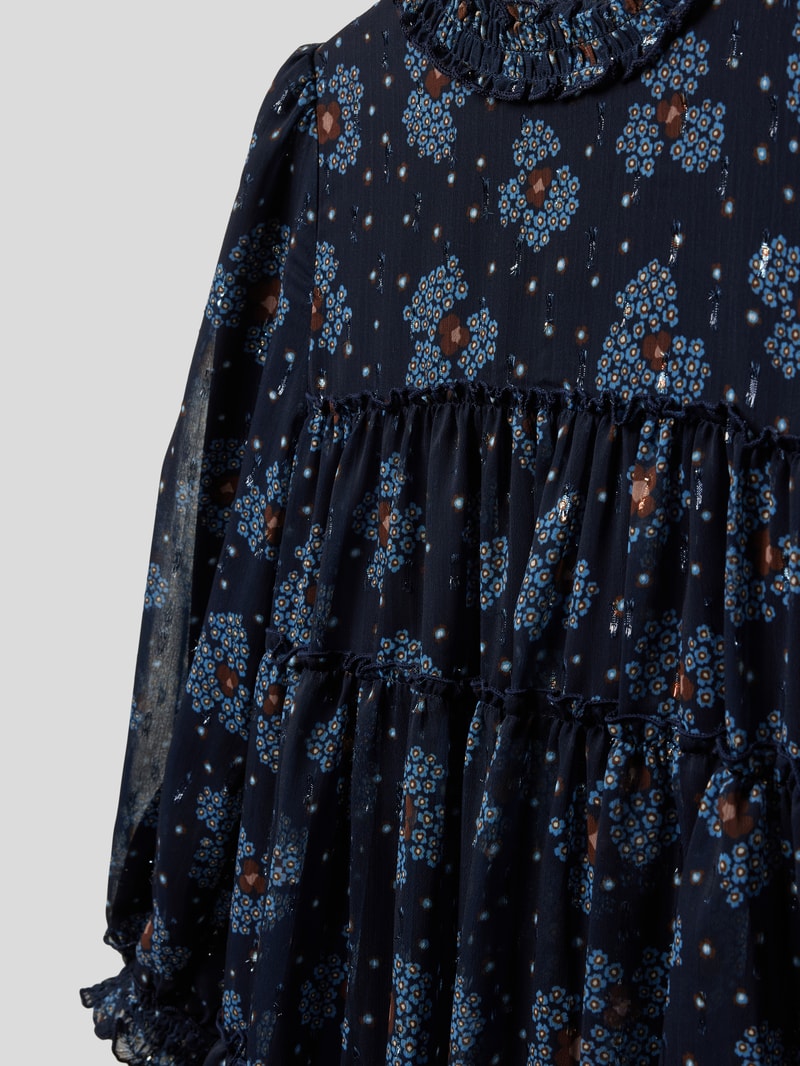 Kleid mit Allover-Muster in marineblau