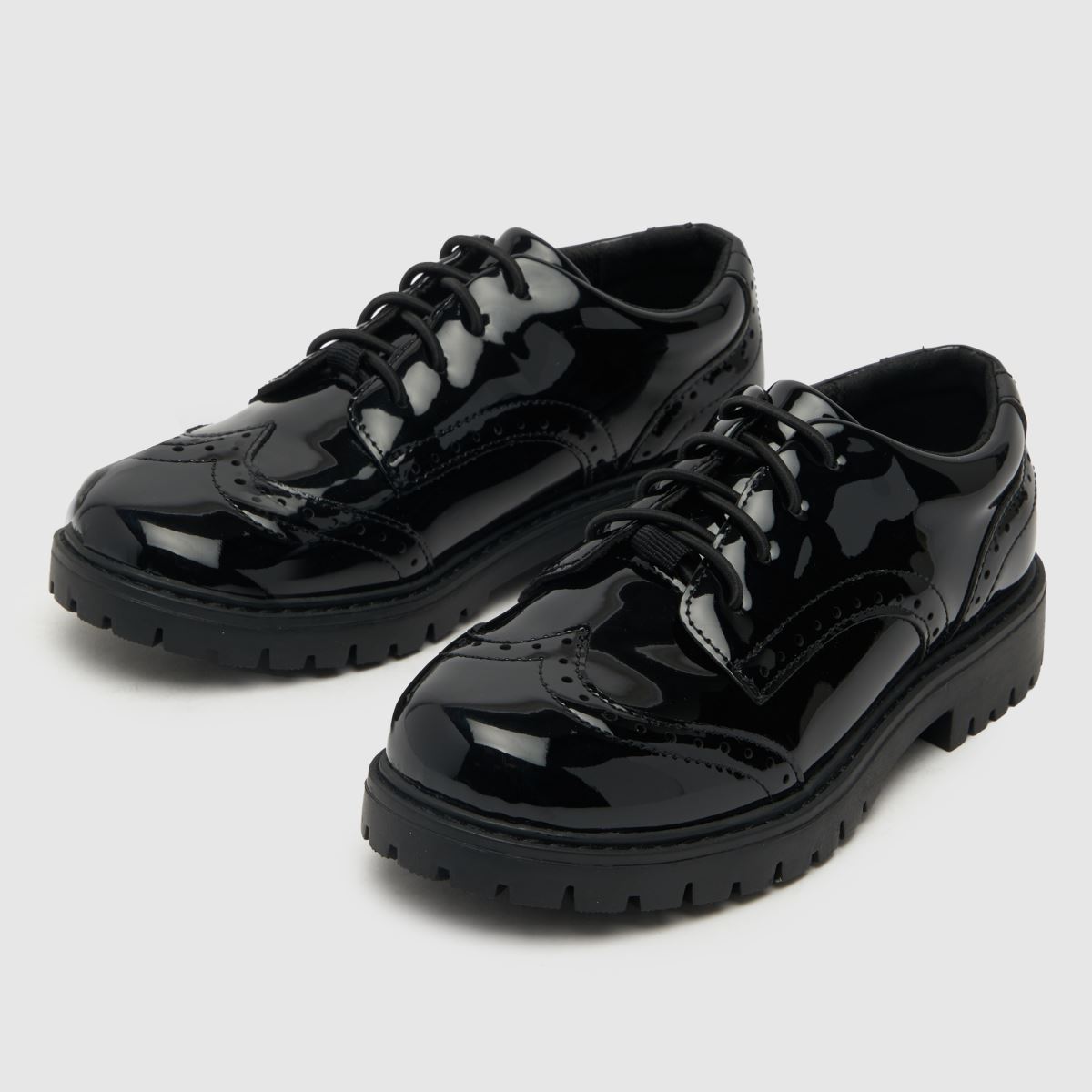 Schuh fekete, lakkbőr brogue cipő lányoknak junior cipők