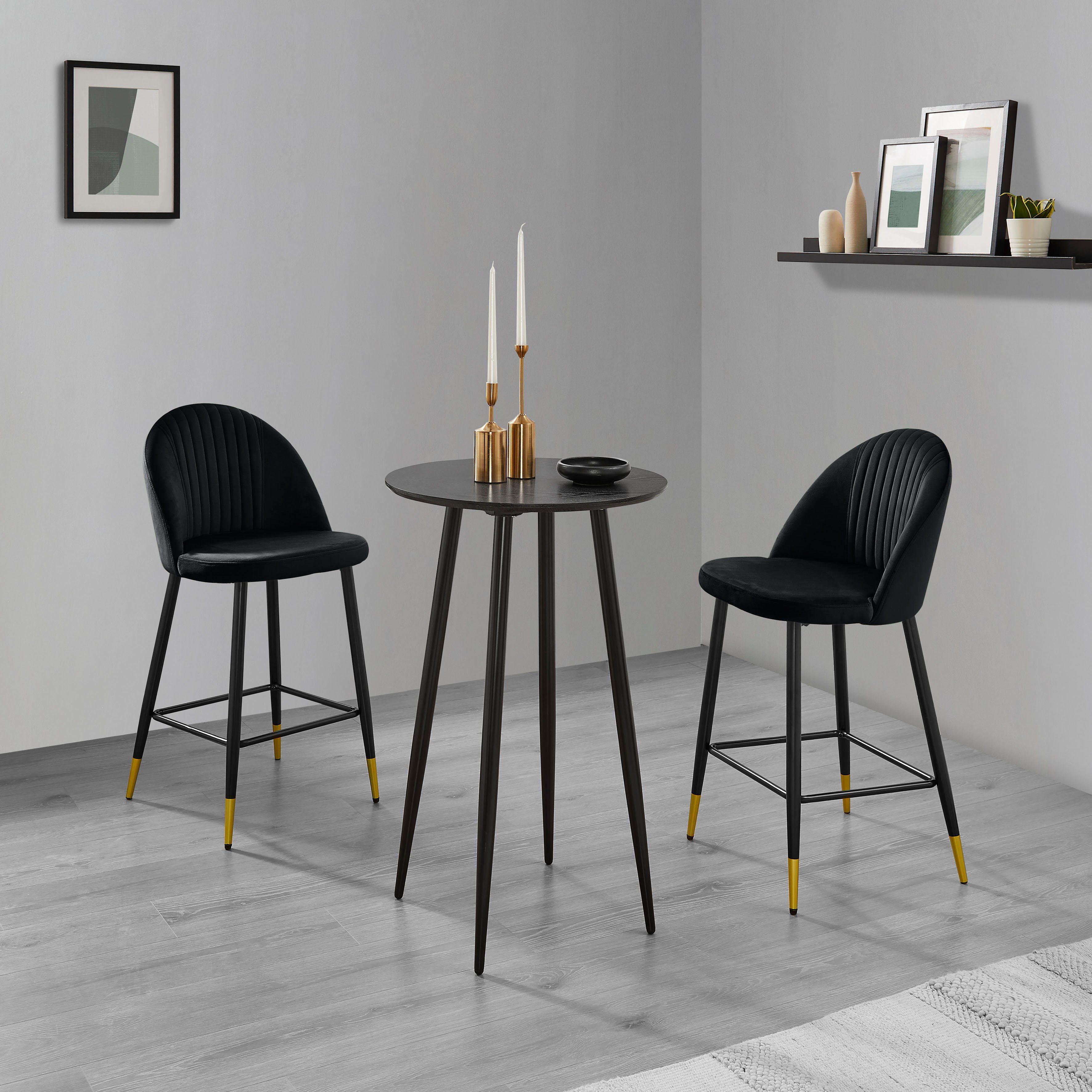 Leonique Bistrostuhl Embrosse (2 St), mit Sitz und Rücken gepolstert, in schönem Velourstoff, Sitzhöhe 65 cm