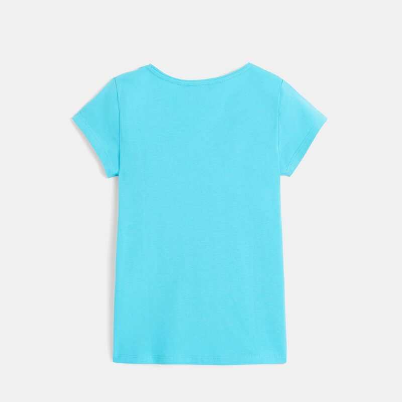 T-shirt manches courtes uni bleu fille