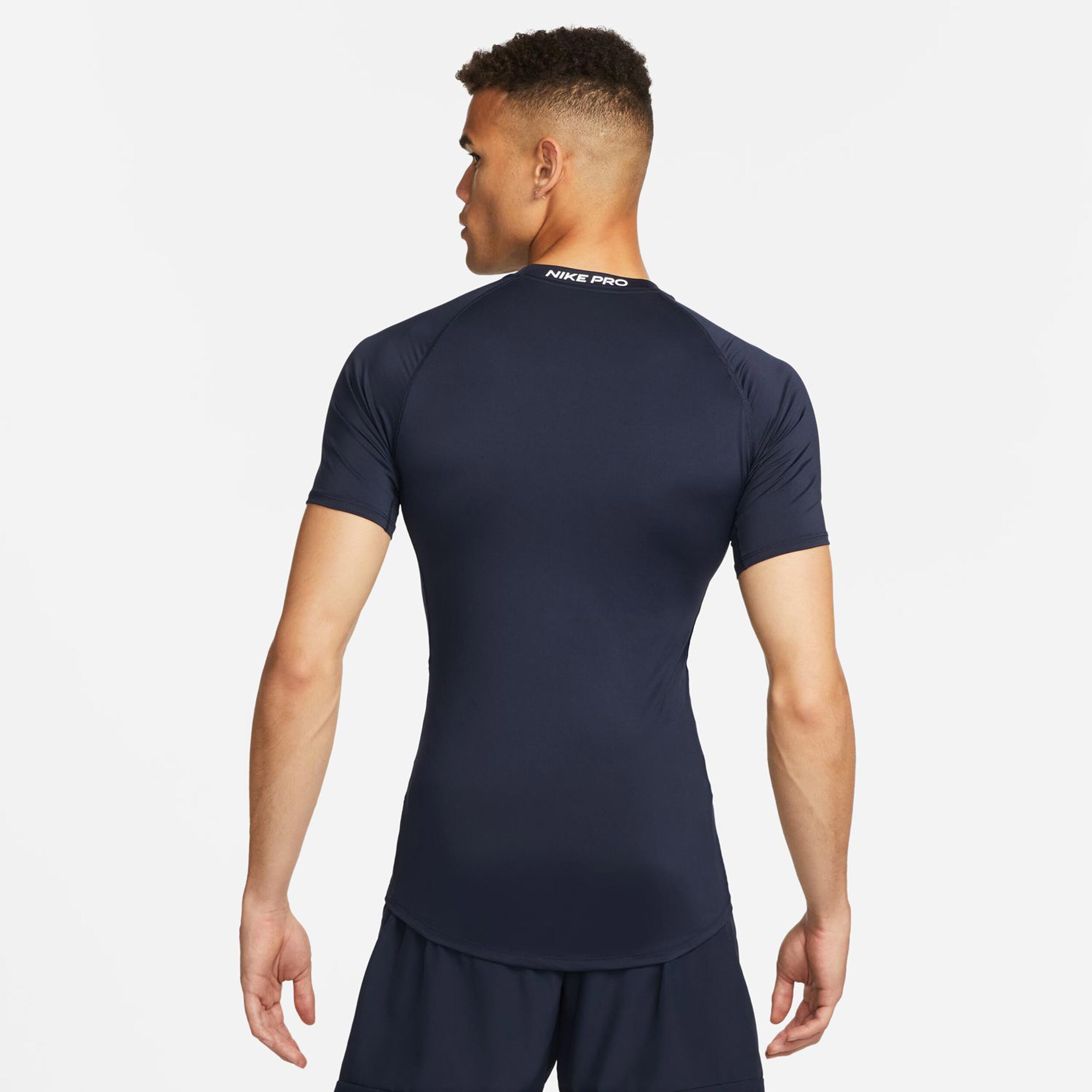 Dri-Fit Pro Tight Fitness T-Shirt Herren - Dunkelblau, Weiß