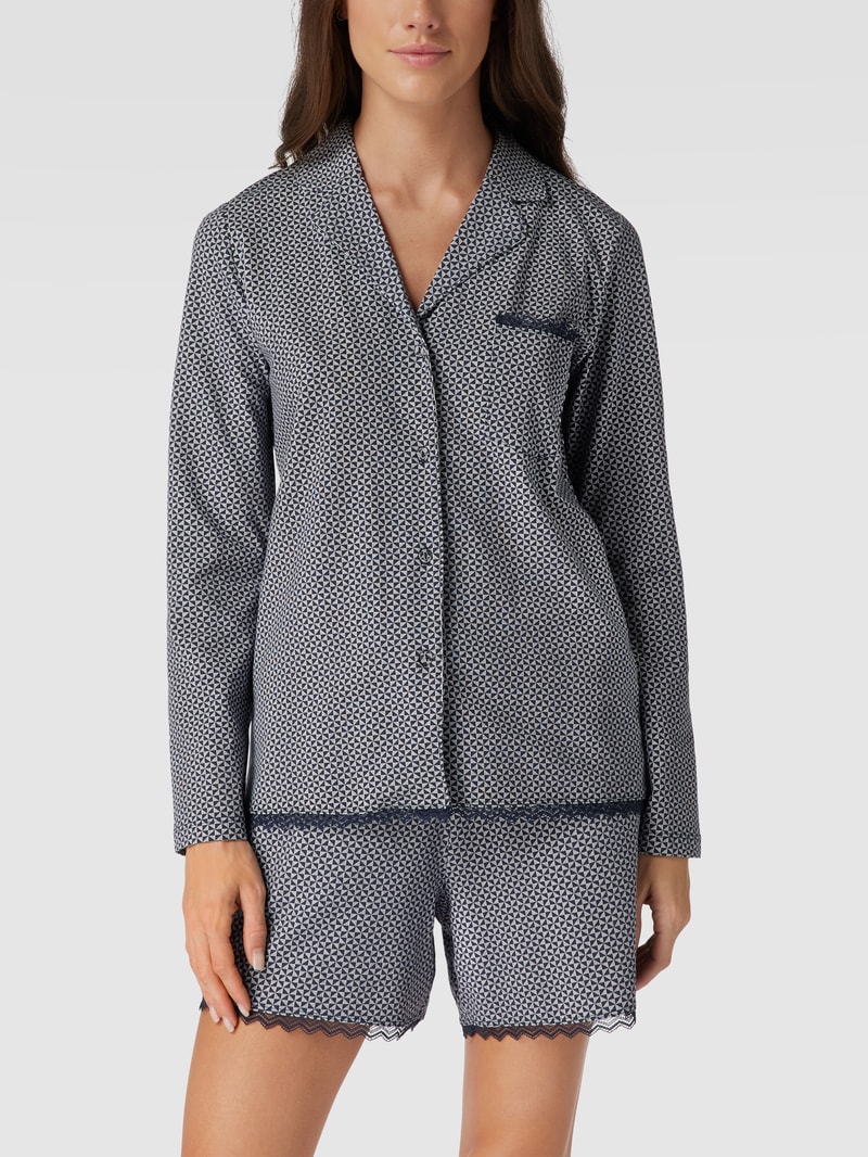 Pyjama-Oberteil mit Allover-Muster in dunkelblau