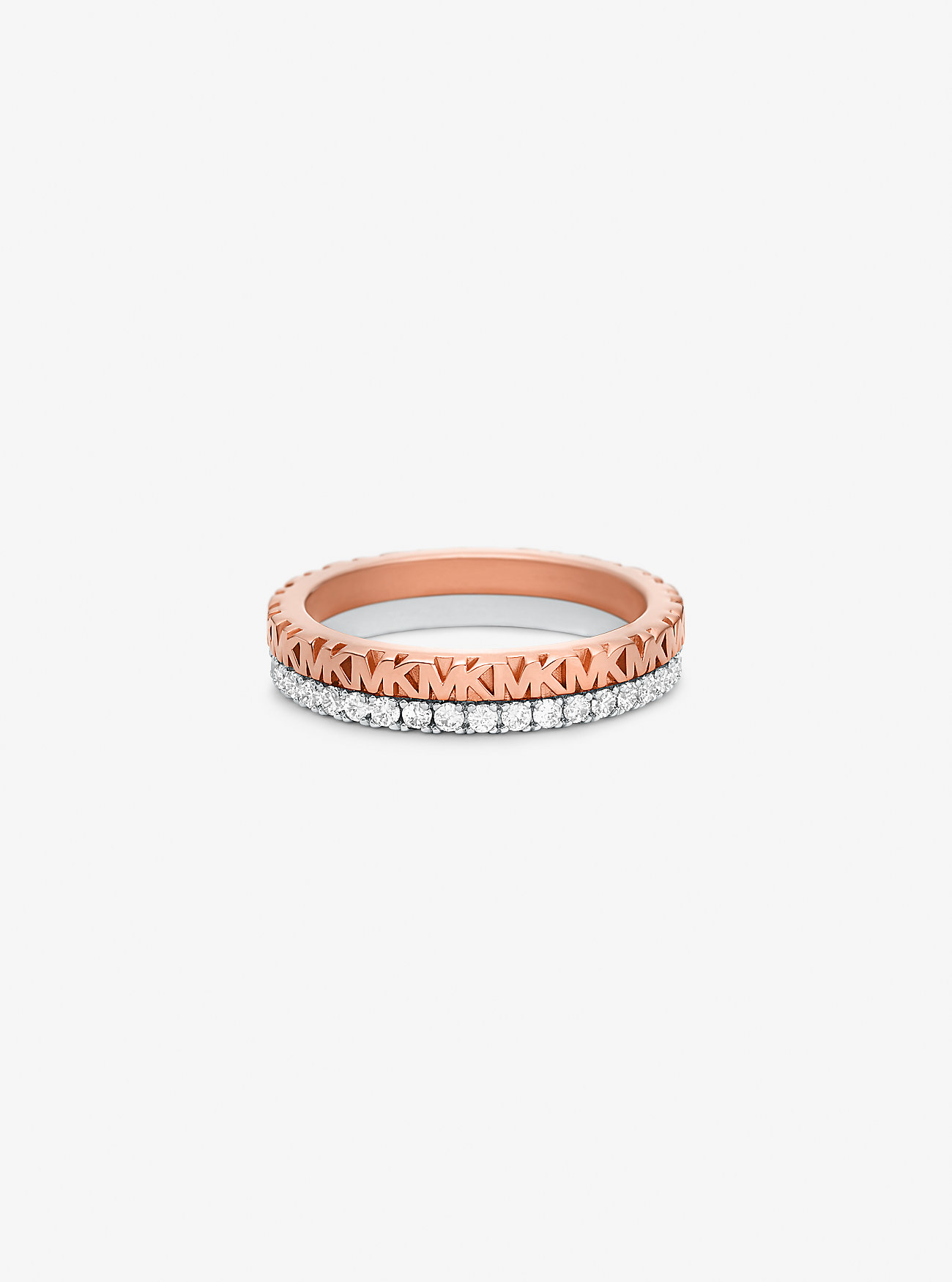 Ring med Pavé-logo i sterlingsølv belagt med edelmetall - ROSE GULL