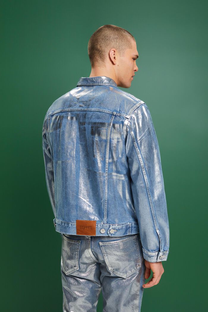 Jeansjacke in Metallic-Optik