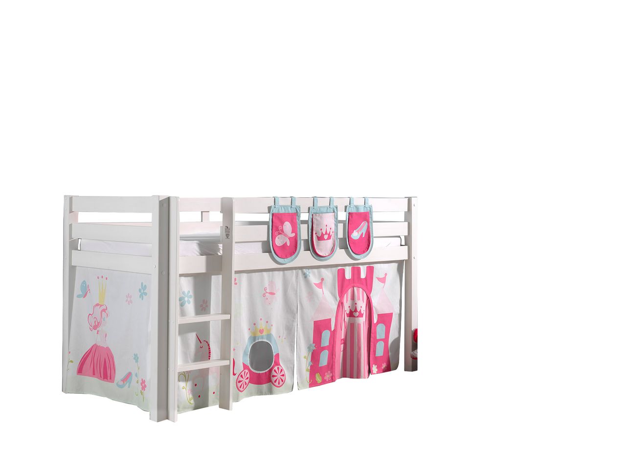 VIPACK Spielbett Pino mit Textilset Vorhang und 3 Taschen 