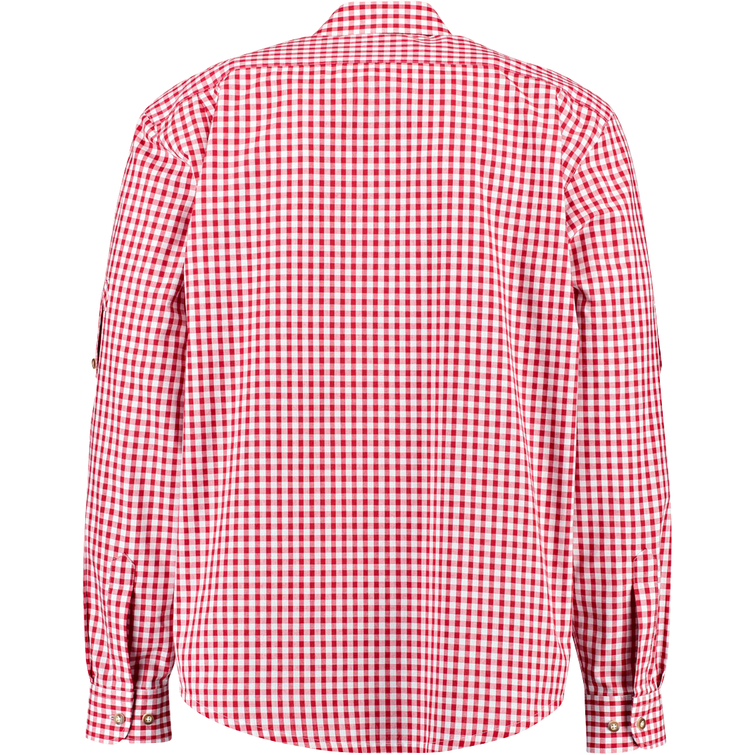 OS Trachten Herren hemd Stickerei Hirsch Edelweiß (rot)