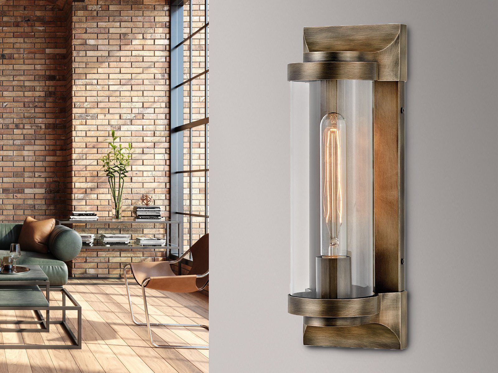 meineWunschleuchte LED Außen-Wandleuchte, LED wechselbar, warmweiß, Außen & Innen, Industrial Edison Style, Designer-lampen Bronze H 36cm