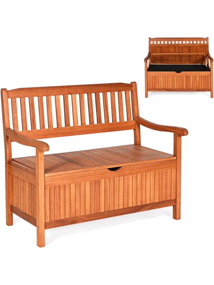 COSTWAY Gartenbank 2-Sitzer mit Stauraum in Braun günstig kaufen onesize