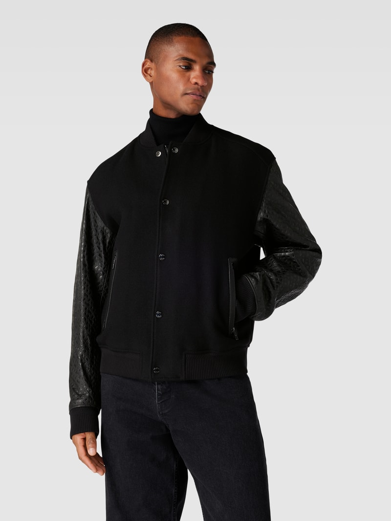 Blouson aus Schurwoll-Mix Modell 'Motiver' in schwarz