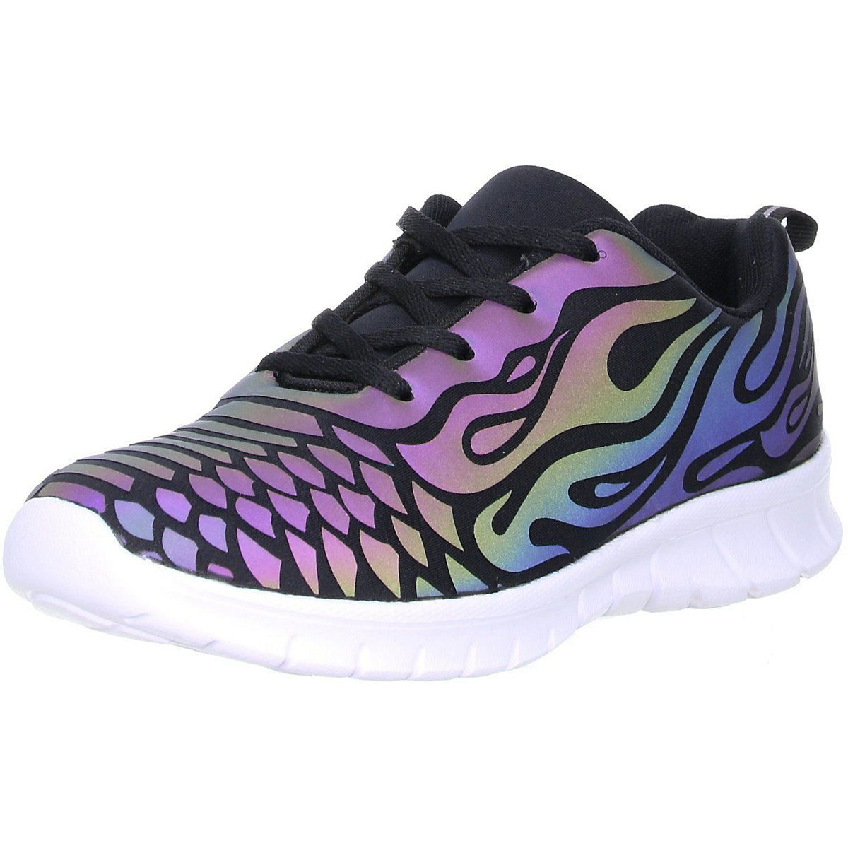 Kinder Mädchen Jungen Damen Reflektor-Sneaker schwarz/mehrfarbig/bunt