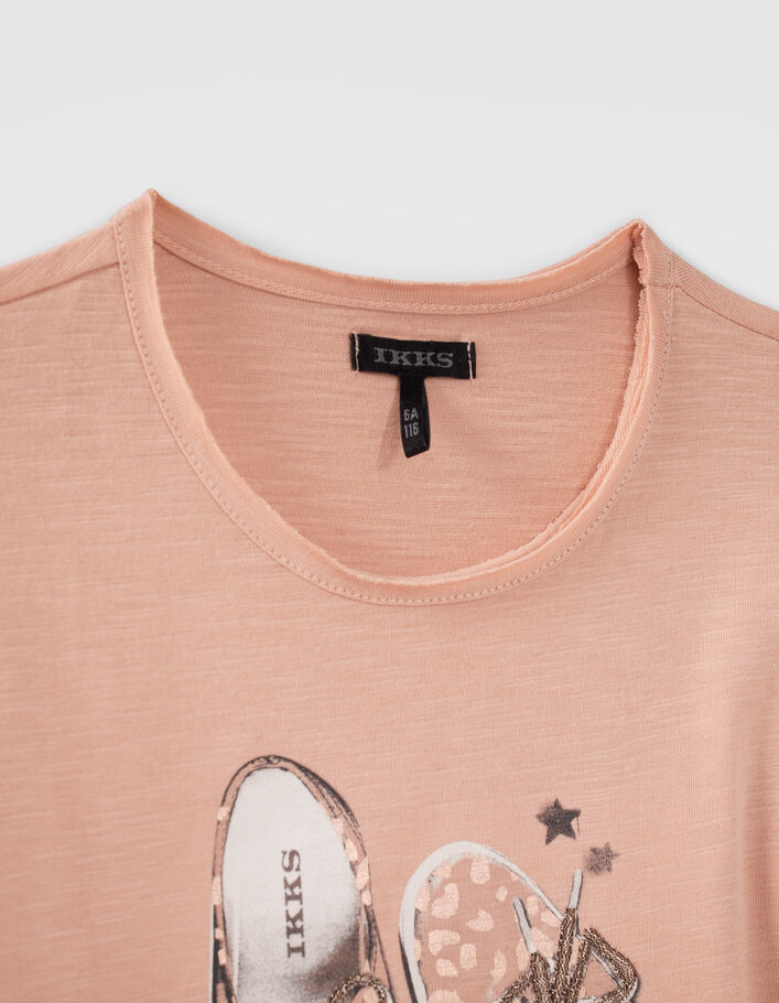 T-shirt rose visuel tennis à lacets brodés fille