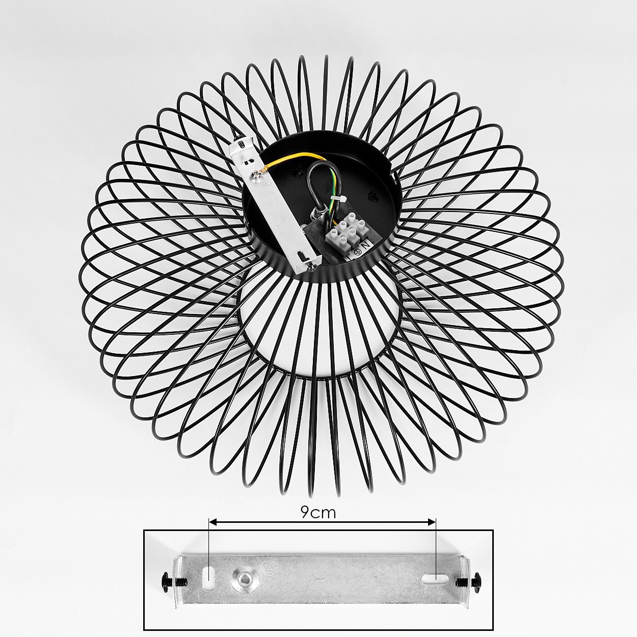 hofstein Deckenleuchte Pieris Deckenlampe aus Metall in Schwarz, ohne Leuchtmittel, E27, Leuchte m. Gitter u. Lichteffekt an der Decke